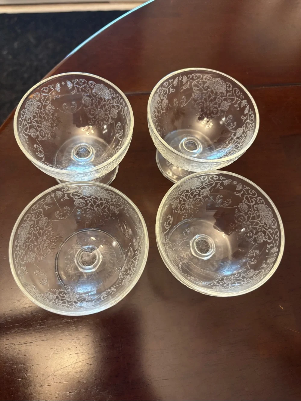 Hazel Atlas Florentine #1 Clear Glass Sherbet Dishes set of 4 Depression Glass